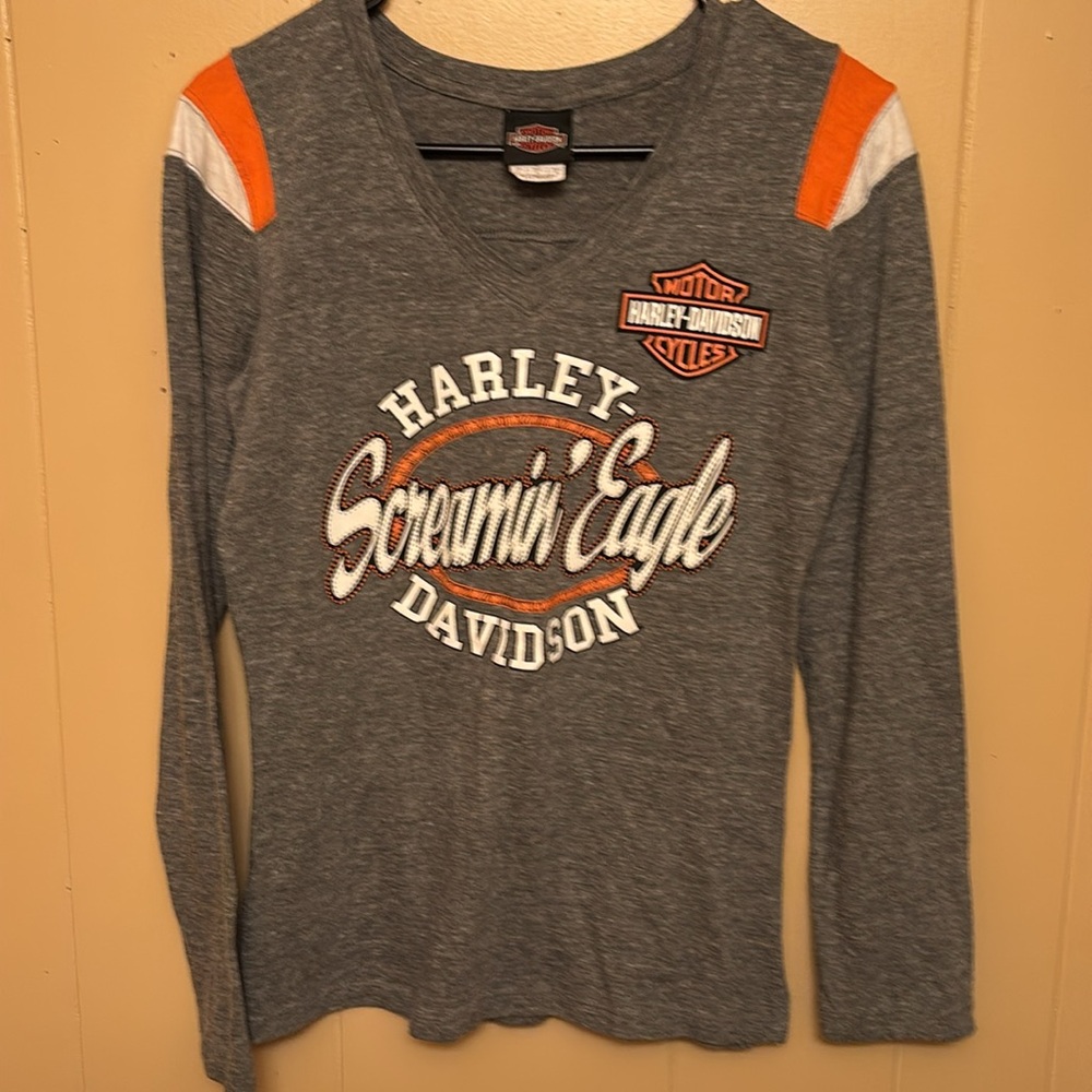 Harley-Davidson Gray and Orange Long Sleeve Tee. Size Medium. NWOT - Picture 4 of 5